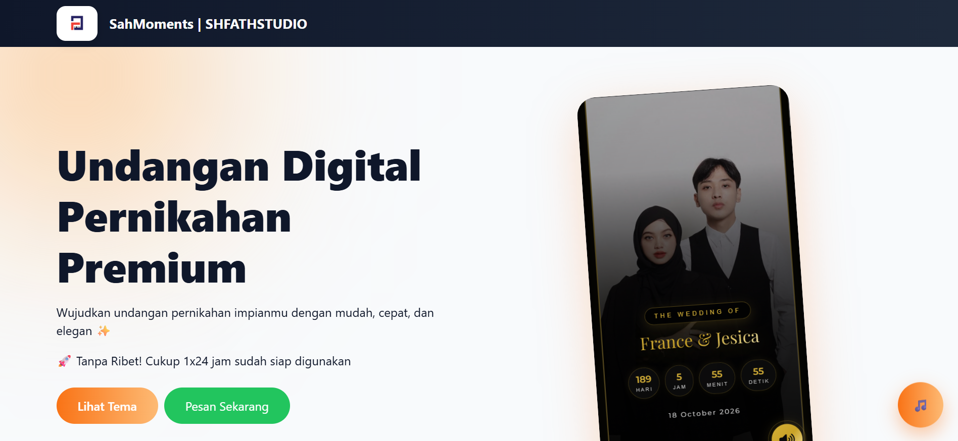 Contoh tampilan Undangan Digital